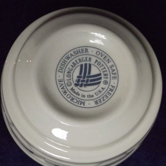 Longaberger Pottery Woven Traditions Classic Blue Stackable Custard Cup - Picture 5 of 5